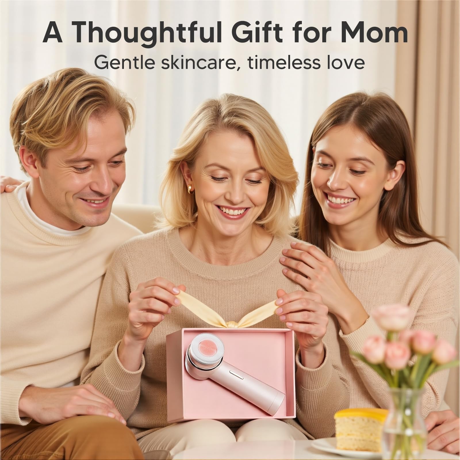 Rechargeable Waterproof Electric Facial Cleansing Brush, Dual Rotating Scrubber,