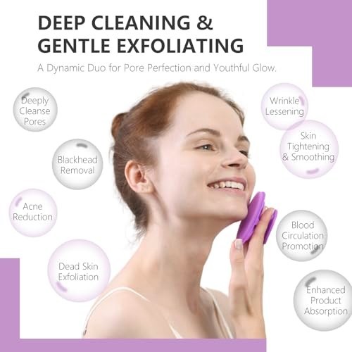 Silicone Face Scrubber 2 Pack Manual Facial Cleansing Brush Gentle Exfoliator
