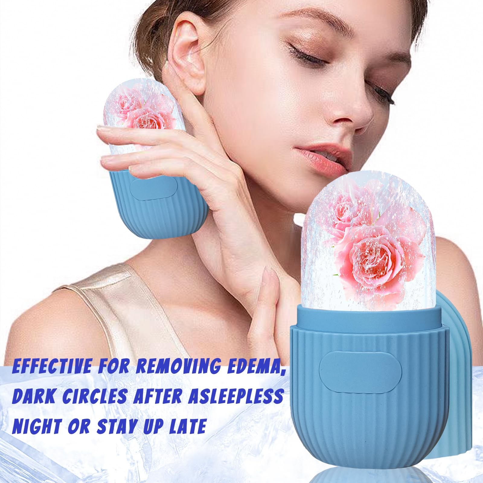 Joyeee Ice Face Roller, Reusable Silicone Mold Massage Eye Facial Blue