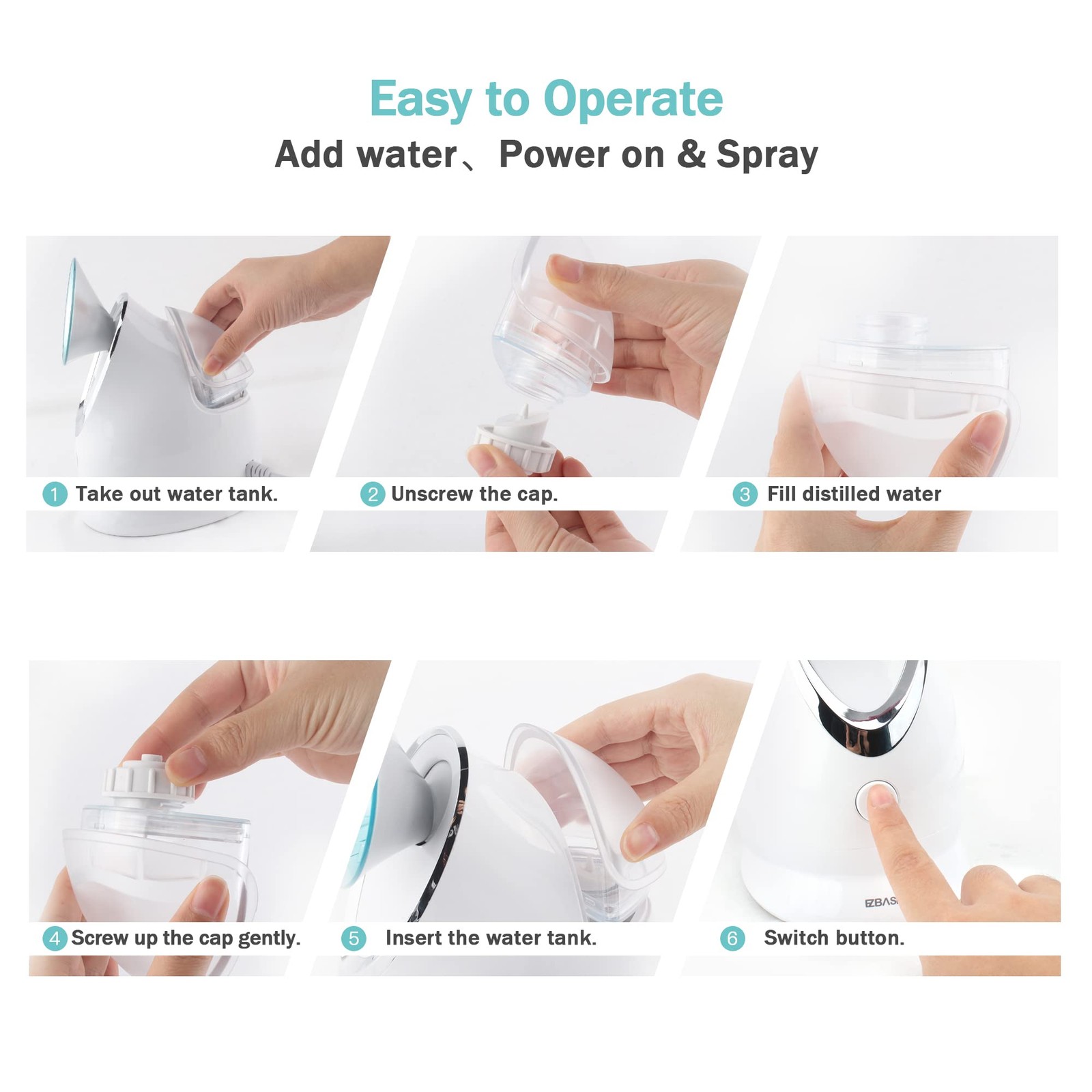 EZBASICS Ionic Facial Steamer with 5 Piece Skin Kit for Hydration and Relaxation
