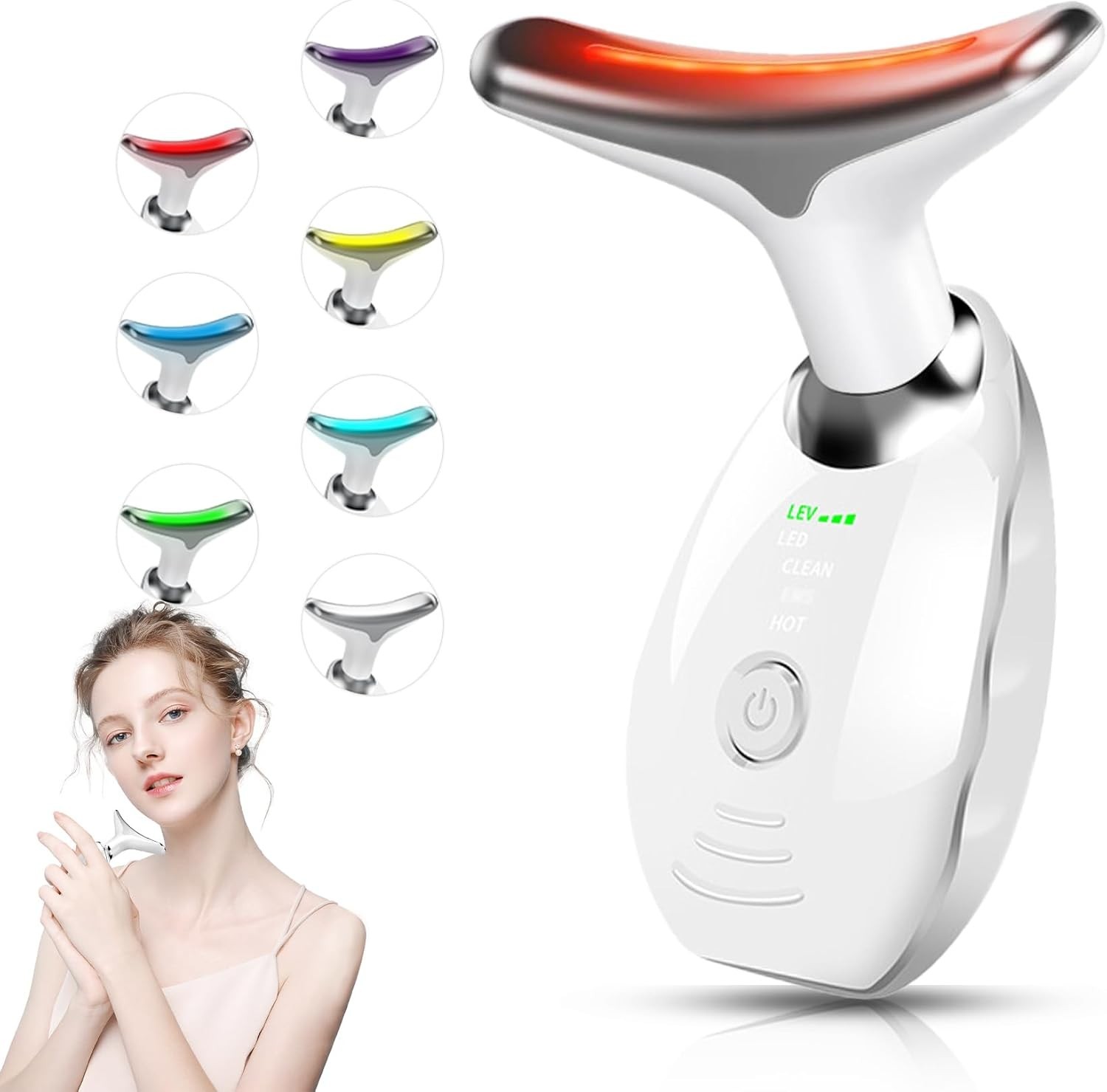 7 Color LED Face Massager – Portable Thermal & Vibration Beauty Device