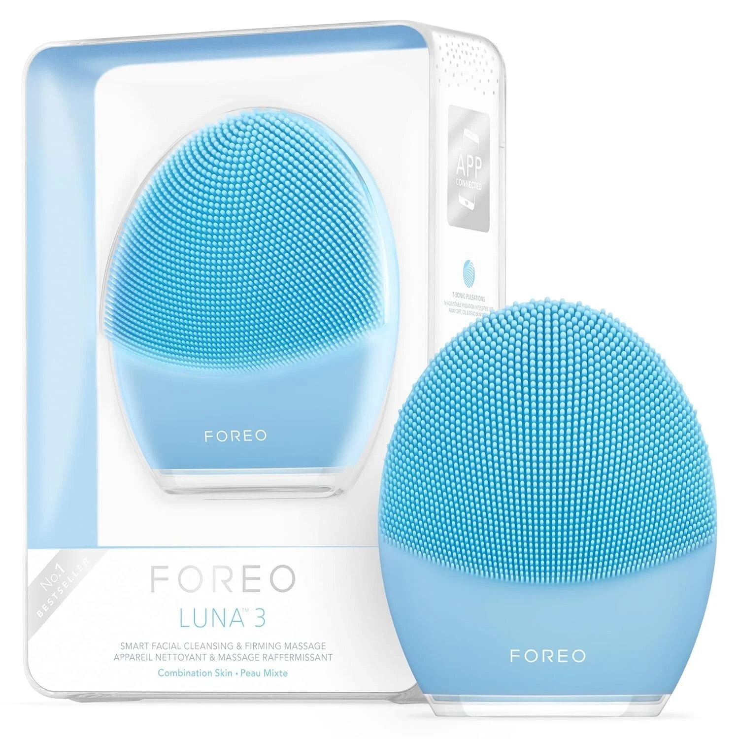 NIB! FOREO LUNA 3 Facial Cleansing Brush – Blue, Combination Skin (New Sealed)