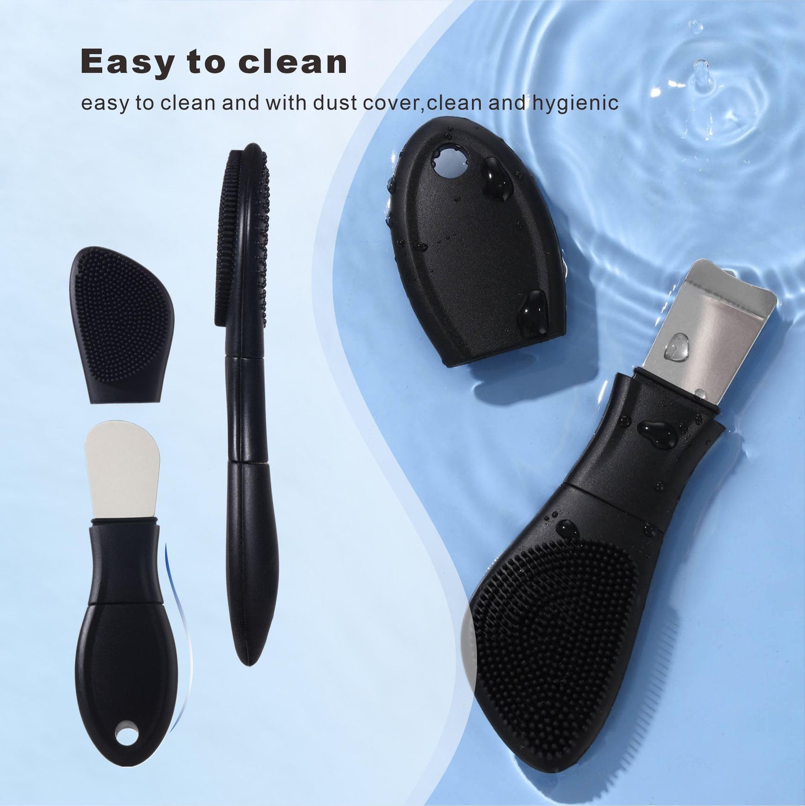 YUSAGO Multifunctional Face Washing Brushes,2 in 1 1 Count (Pack of 1), Black