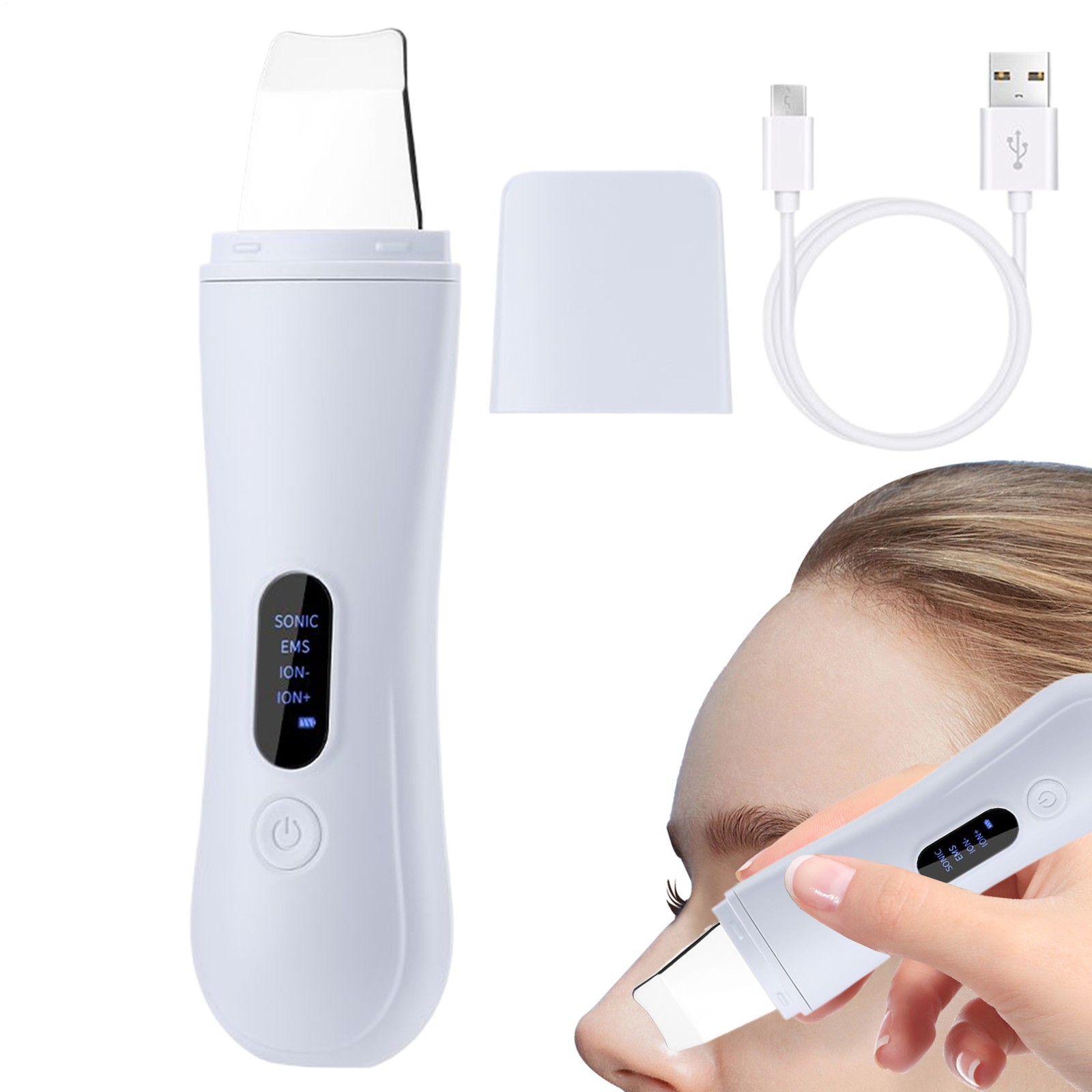 Ultrasonic Ionized Skin Beautifier, 4 Modes Waterproof Rechargeable Face Scraper