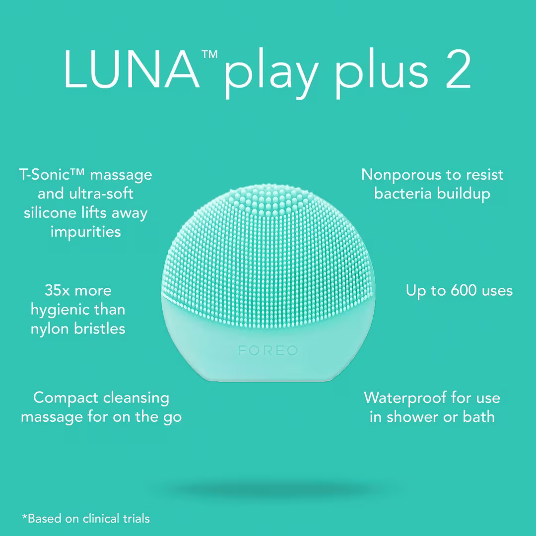 FOREO LUNA Mini 2 Facial Cleansing Brush Silicone Rechargeable, Black/Mint/Pink