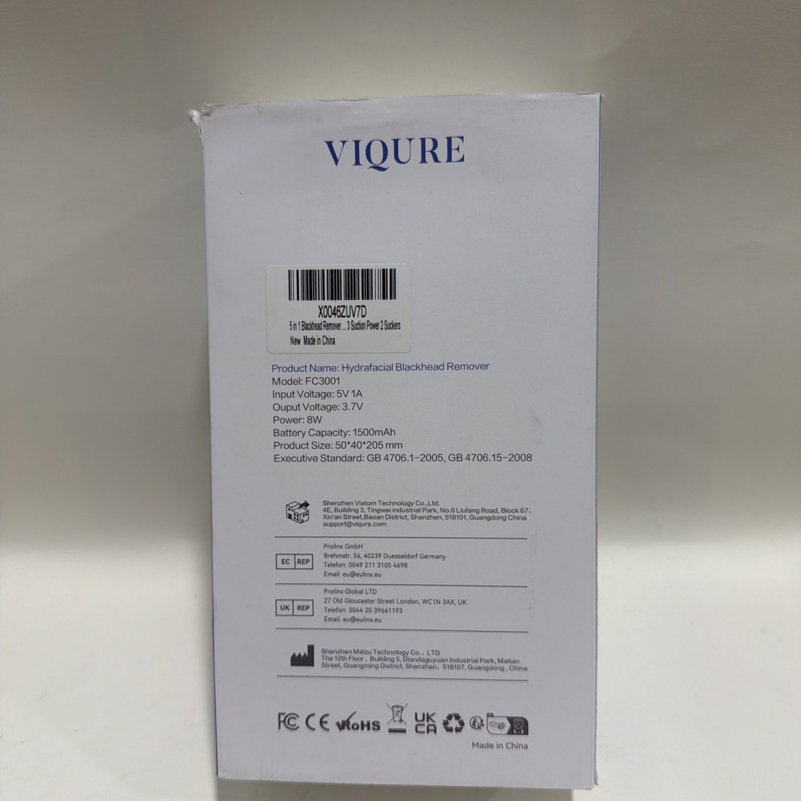 Blackhead Remover Vacuum Pore Cleaner Model FC3001 Suction Device NIB