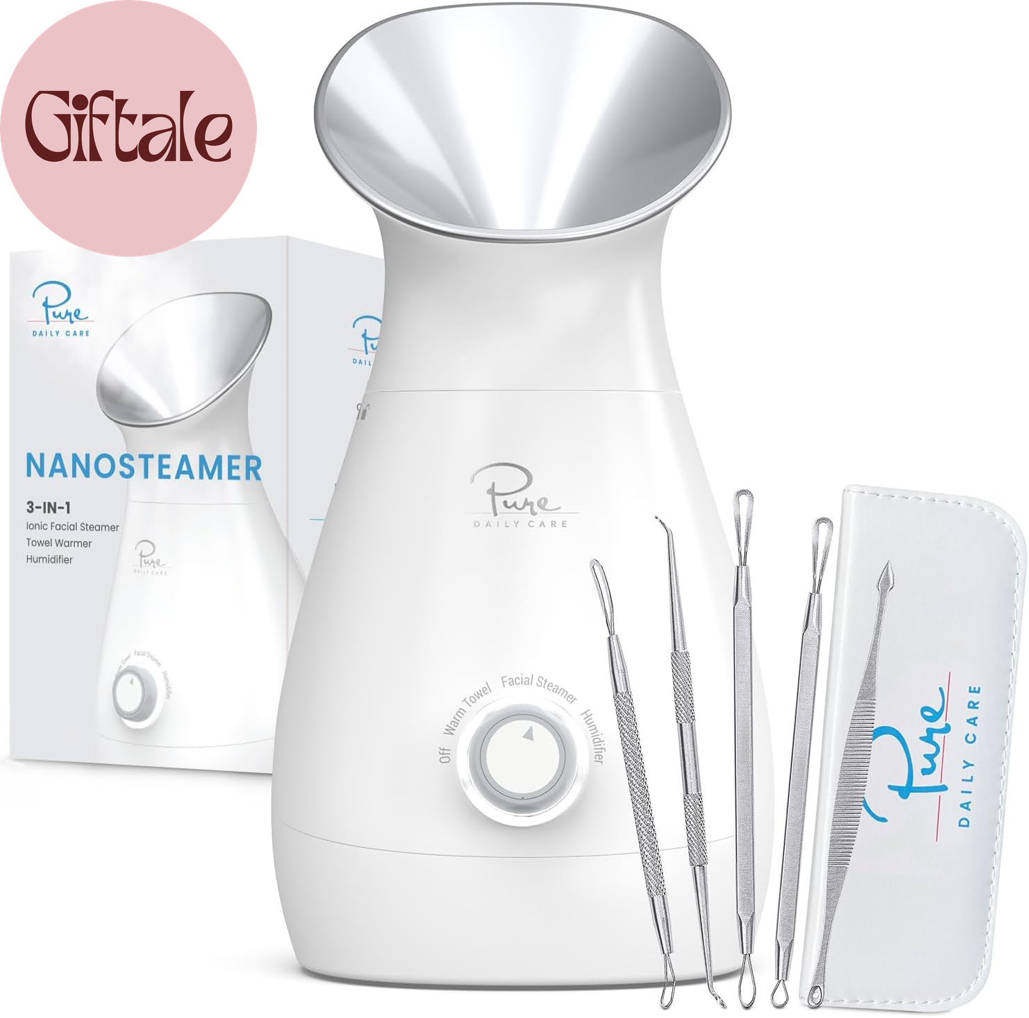Nanosteamer Large 3-In-1 Nano Ionic Facial Steamer with Precise Temp Control – H