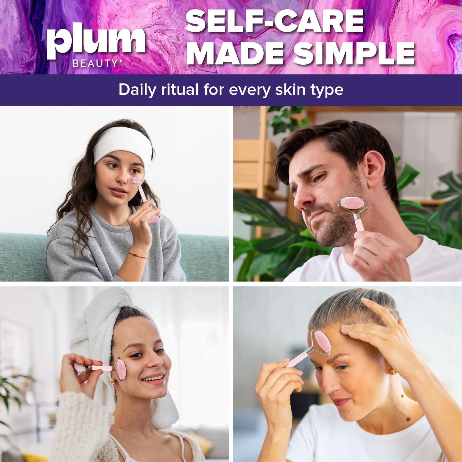 Rose Quartz Face Roller – Gua Sha Facial Tools, Jade Rollers for Face, Skin