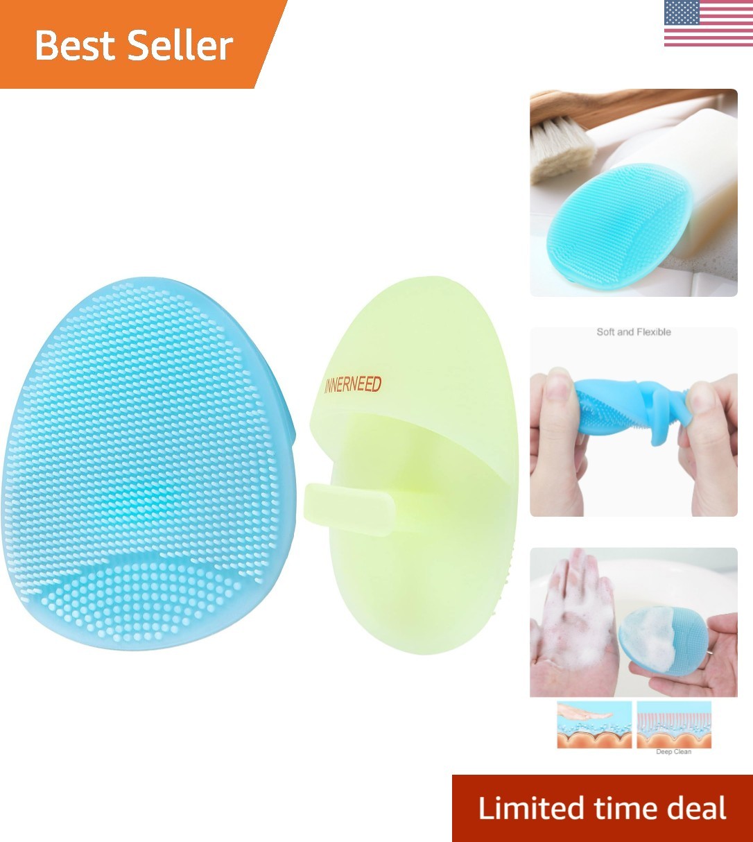 Soft Silicone Facial Cleansing Brush Manual Face Scrubber Exfoliating Massage…