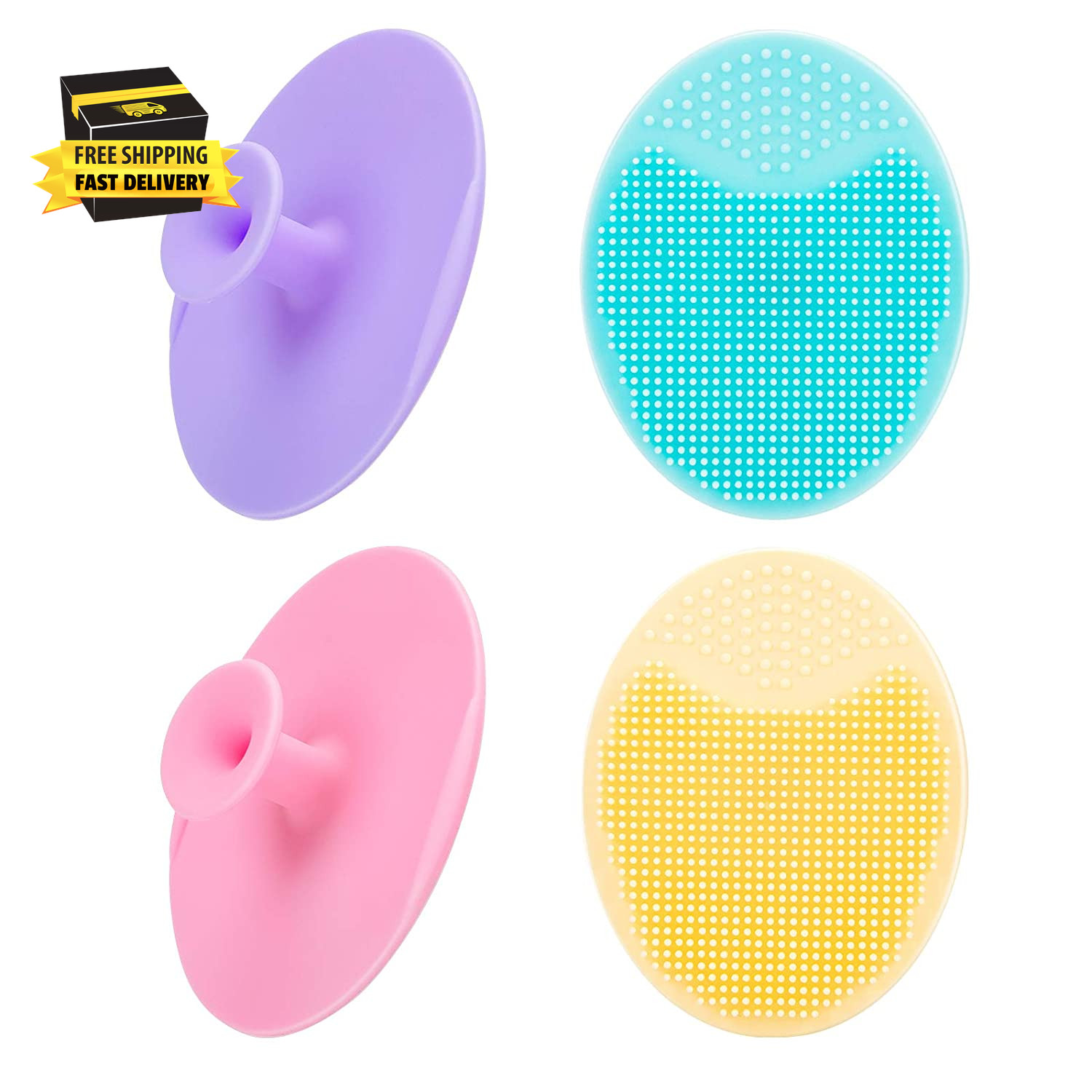 4 Pack Face Scrubber, Soft Silicone Facial Cleansing Brush Face Exfoliator Black