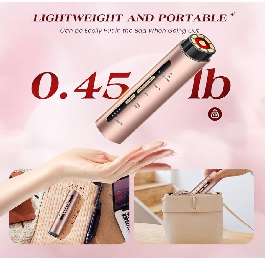 INTEO Microcurrent Facial Device 3 Modes Red Light Therapy for Face & Neck(Gold)