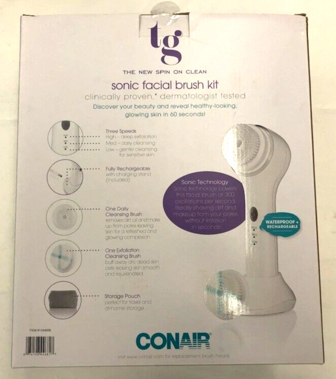True Glow Sonic Facial Brush Kit by Conair Open Box