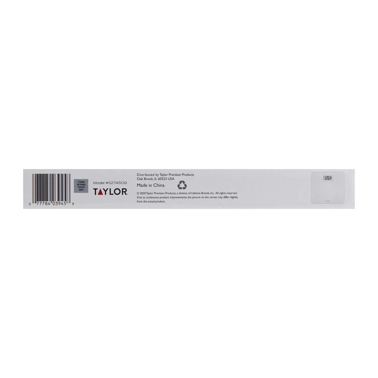 Taylor Precision Products 5274509 Digital Plastic Bath Scale, White, 330-Lb. Cap