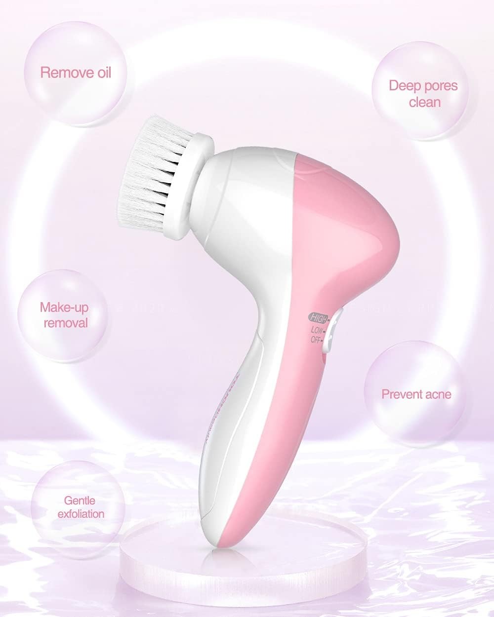 Electric Facial Cleansing Brush for Women, 3-in-1 Face Cleanser and Exfoliator B